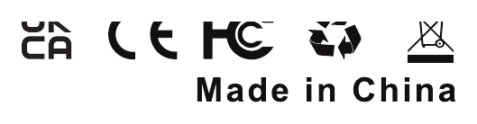 認証マーク：UKCA、CE、FCC、リサイクル、WEEE —— 中国製