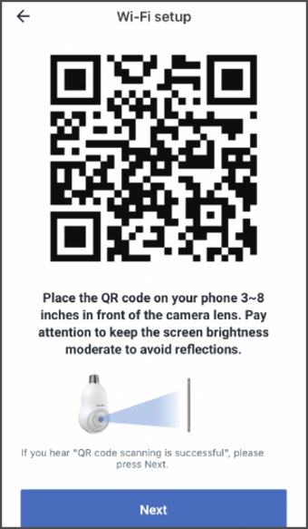 Bildschirm zur WLAN-Einrichtung mit QR-Code