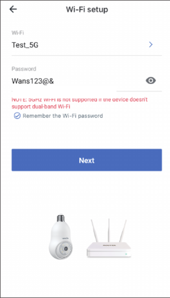 Bildschirm zur WLAN-Einrichtung für die Eingabe des Netzwerkpassworts