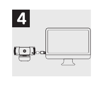 USB-Kabel der Webcam mit dem USB-Anschluss des Computers verbinden